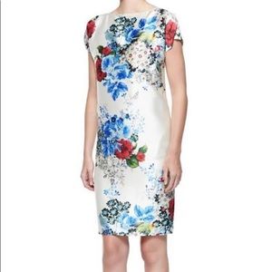 Enchanted Floral Print Mikado Shift Dress
